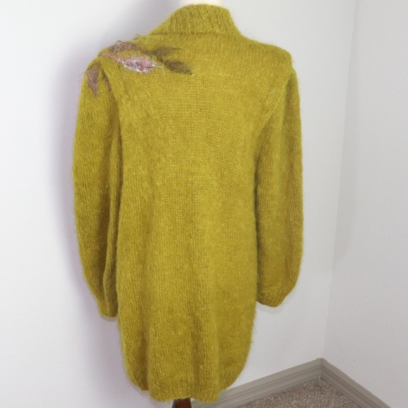 Rare Vintage Mohair Button Up Long Coat Green - Picture 6 of 11